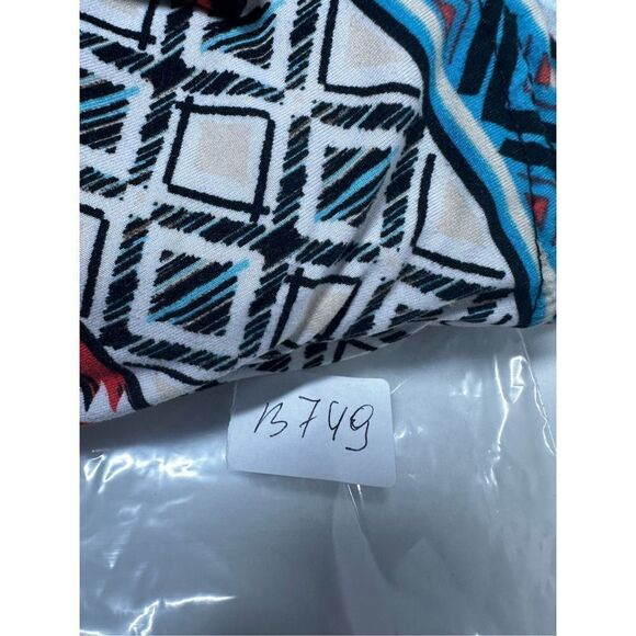 Bobbie Brooks Womens Dress Plus Size 1X Red Multi Geometric Strap Back - Picture 11 of 11